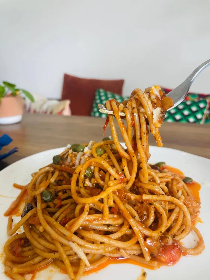 Spaghetti plate in Sandanski cafe